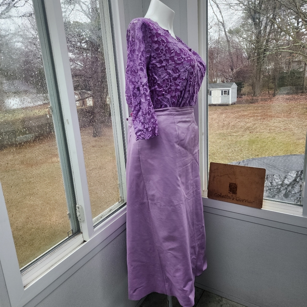 Leather Jacket Roaman’s Leather Lilac Eyelet Blazer & Box Pleated Maxi Skirt Set - Picture 7 of 15